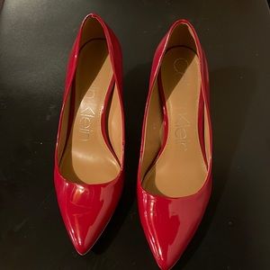 Calvin Klein red patent heels size 10